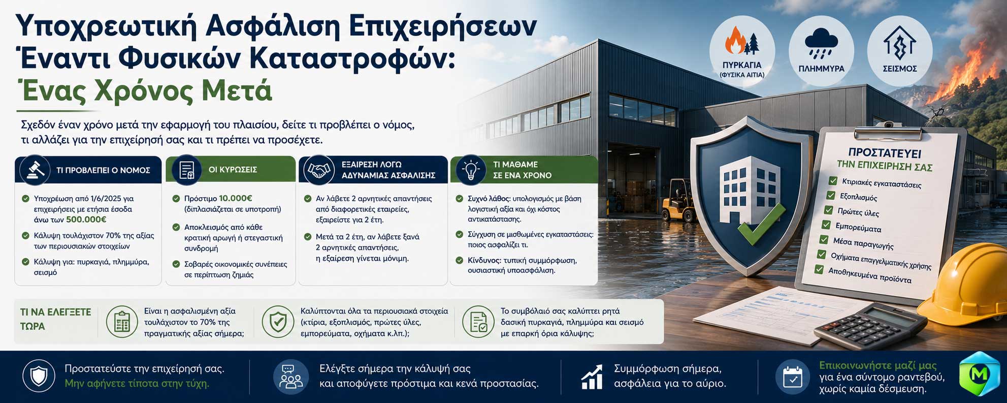 Υποχρεωτική Ασφάλιση Επιχειρήσεων Έναντι Φυσικών Καταστροφών: Ένας Χρόνος Μετά